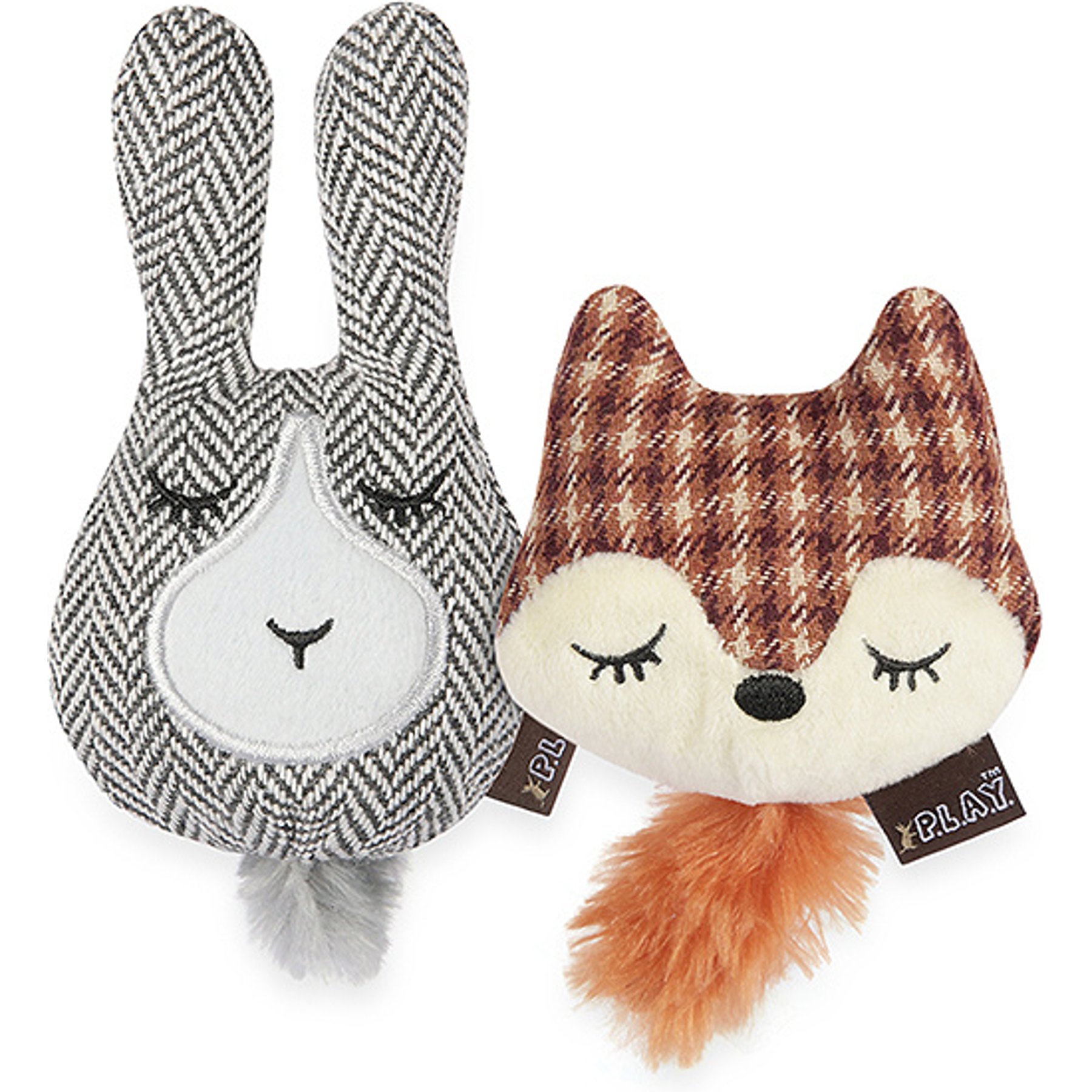 P.L.A.Y. Pet Lifestyle and You Feline Frenzy Forest Friends Fox & Bunny Catnip Plush Cat Toy, Multicolor