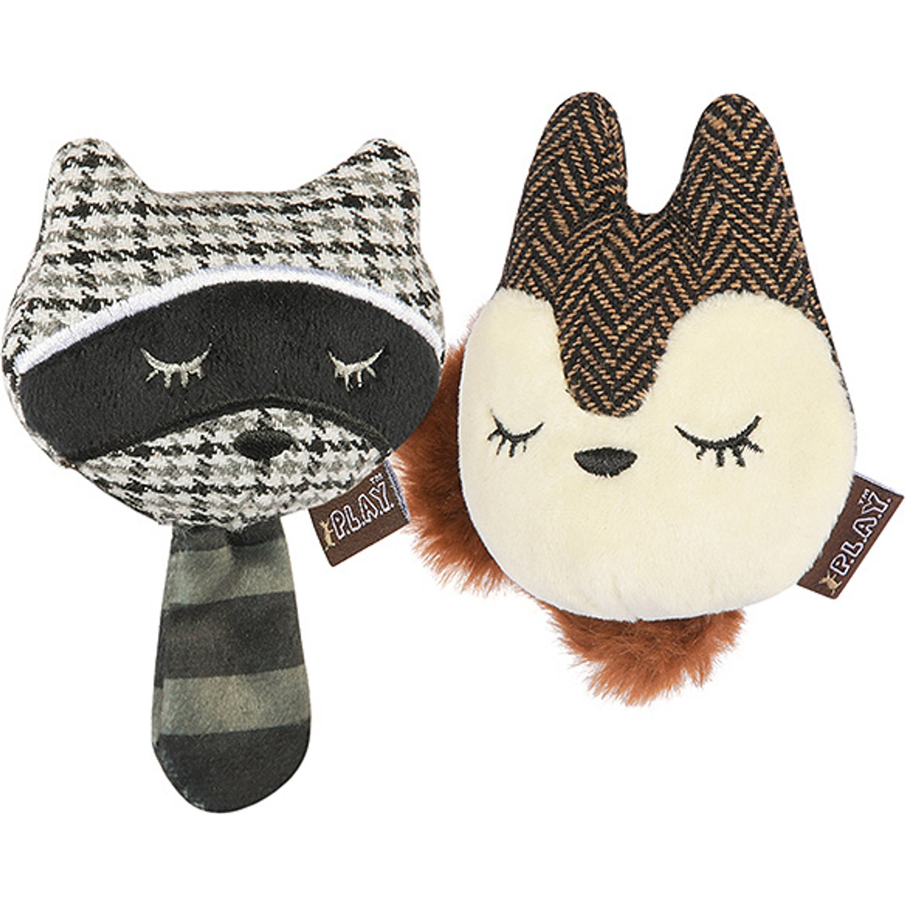 P.L.A.Y. Pet Lifestyle and You Feline Frenzy Forest Friends Racoon & Squirrel Catnip Plush Cat Toy, Multicolor