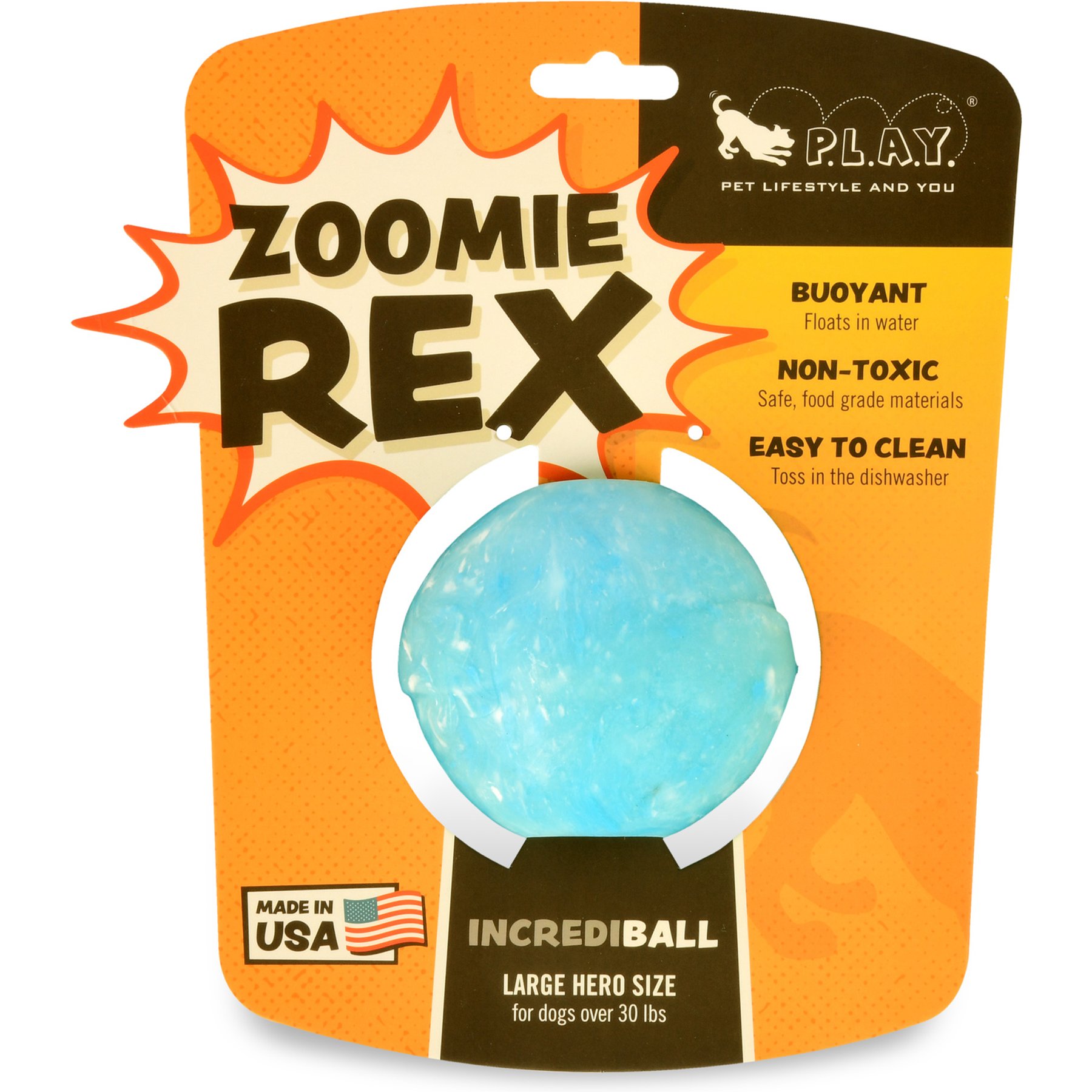 P.L.A.Y. Pet Lifestyle and You Incrediball Dog Toy, Blue/Multicolor, Large