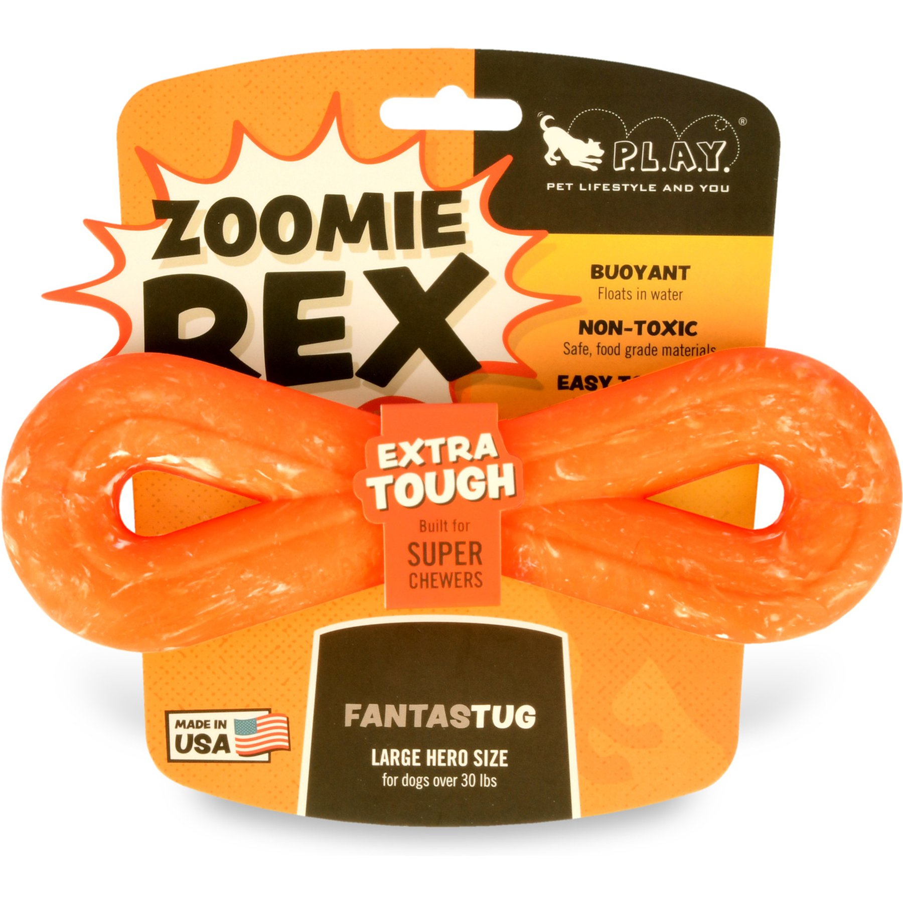 P.L.A.Y. Pet Lifestyle and You Fantastug Dog Toy, Orange/Multicolor, Large
