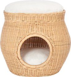 SAFAVIEH Suli Covered Cat Bed with Cushion, Natural Honey/White, 17 x 16.5 x 13-in slide 2 of 9