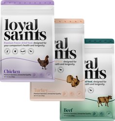 Loyal Saints Grain-Free Freeze-Dried Dog Food Variety Pack: Beef, Chicken, Turkey with Salmon 42-oz bundle