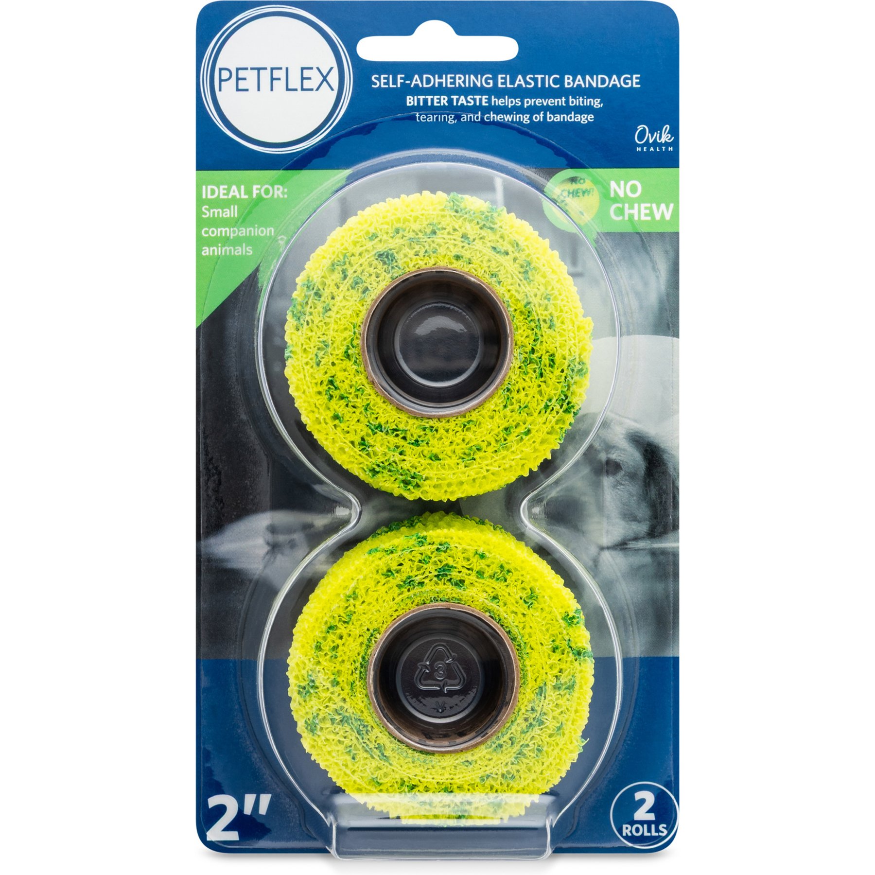 OVIK Health PetFlex No Chew Dog, Cat & Small Animal Bandage, 2-in, 2 count
