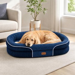 Kylinsure All-Around Orthopedic Bolster Dog Sofa Bed with Removable Cover, Navy Blue, X-Large