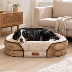 Kylinsure All-Around Orthopedic Bolster Dog Sofa Bed with Removable Cover, Brown, Jumbo