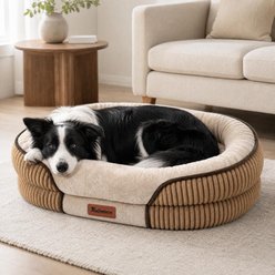 Kylinsure All-Around Orthopedic Bolster Dog Sofa Bed with Removable Cover, Brown, Large slide 1 of 8