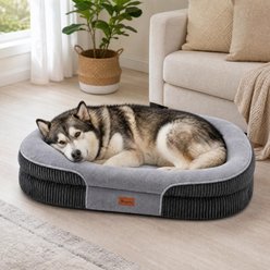 Kylinsure All-Around Orthopedic Bolster Dog Sofa Bed with Removable Cover, Grey, Jumbo
