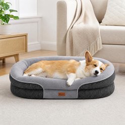 Kylinsure All-Around Orthopedic Bolster Dog Sofa Bed with Removable Cover, Grey, Medium