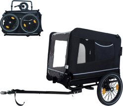 Yafylly Bike Trailer & Push Cart for Pets with All-Terrain Wheels, Large, Black