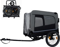 Yafylly Bike Trailer & Push Cart for Pets with All-Terrain Wheels, Large, Grey/Black