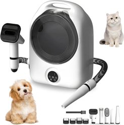 FURDEAR 5-in-1 Ultra-Quiet Dog Grooming Vacuum & Dryer Blower Kit, 2.5-L, White