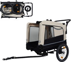 Yafylly Bike Trailer & Push Cart for Pets with All-Terrain Wheels, Large, Beige/Black