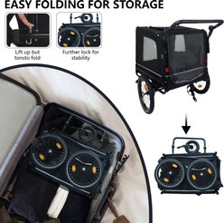 Yafylly Bike Trailer & Push Cart for Pets with All-Terrain Wheels, Large, Black slide 2 of 7