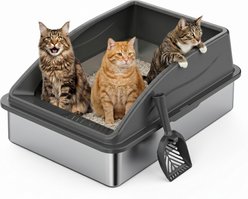 MIXJOY Open-Top Cat Litter box, X-Large, Dark Gray