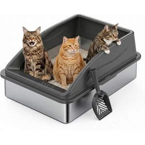 MIXJOY Open-Top Cat Litter box, X-Large, Dark Gray