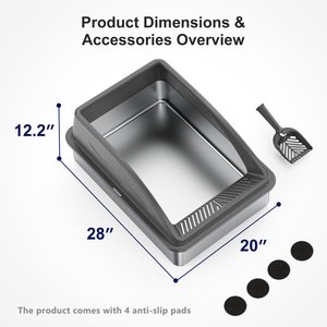 MIXJOY Open-Top Cat Litter box, X-Large, Dark Gray