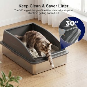 MIXJOY Open-Top Cat Litter box, X-Large, Dark Gray