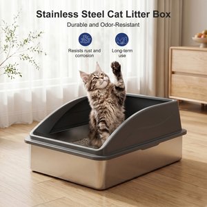 MIXJOY Open-Top Cat Litter box, X-Large, Dark Gray