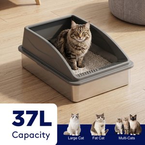 MIXJOY Open-Top Cat Litter box, X-Large, Dark Gray