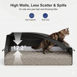 MIXJOY Open-Top Cat Litter box, X-Large, Dark Gray