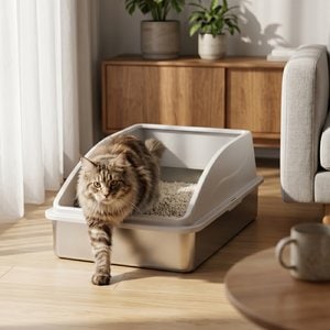 MIXJOY Open-Top Cat Litter box, X-Large, Silver Gray