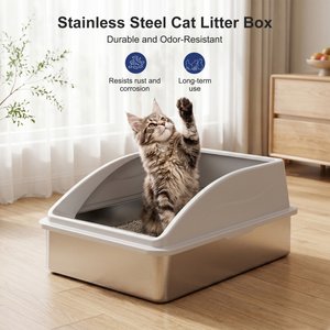 MIXJOY Open-Top Cat Litter box, X-Large, Silver Gray