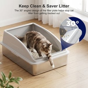 MIXJOY Open-Top Cat Litter box, X-Large, Silver Gray