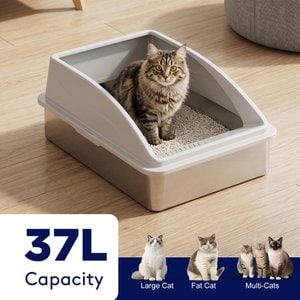 MIXJOY Open-Top Cat Litter box, X-Large, Silver Gray