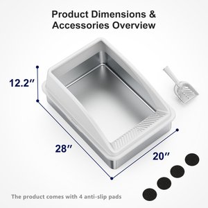 MIXJOY Open-Top Cat Litter box, X-Large, Silver Gray