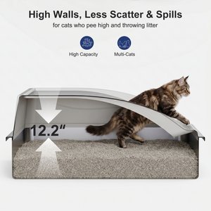 MIXJOY Open-Top Cat Litter box, X-Large, Silver Gray