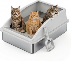 MIXJOY Open-Top Cat Litter box, X-Large, Silver Gray