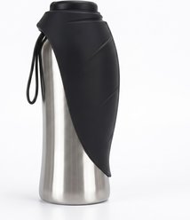 Mora Pets Press-Button Stainless Steel Dog Water Bottle, Black, 24-oz