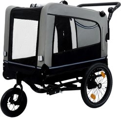 Bencmate 2-in-1 Bike Trailer & Cart Carrier Dog Pet Stroller with Internal Leash, X-Large: 54.53 x 30.31 x 35.04-in, Grey