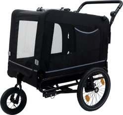 Bencmate 2-in-1 Bike Trailer & Cart Carrier Dog Pet Stroller with Internal Leash, X-Large: 54.53 x 30.31 x 35.04-in, Black