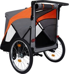 Bencmate 2-in-1 Push Cart Bicycle Carrier & Bike Trailer Dog Pet Stroller with Dual Cup Pockets, 42.13 x 29.92 x 37-in, Orange slide 2 of 8