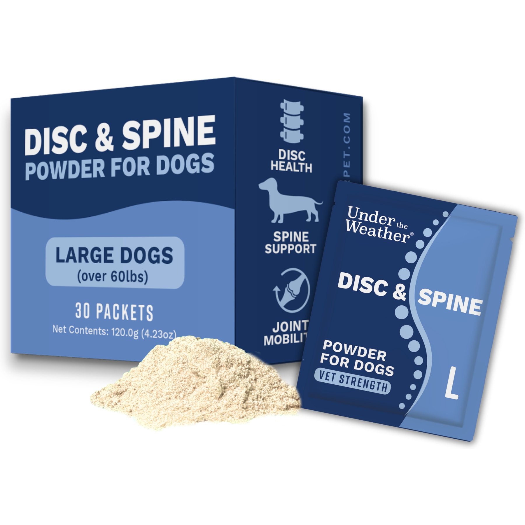 Under the Weather Disc, Spine & Immune Support Appetite Stimulation Brain-Health & Digestive Health Powder Supplement for Dogs, 4.23-oz pouch