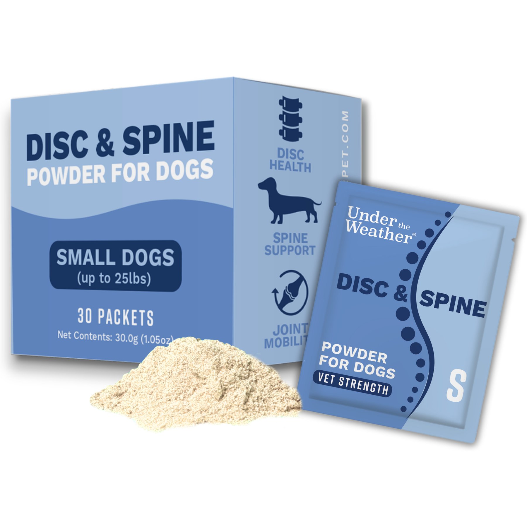 Under the Weather Disc, Spine & Immune Support Appetite Stimulation Brain-Health & Digestive Health Powder Supplement for Dogs, 1.05-oz pouch