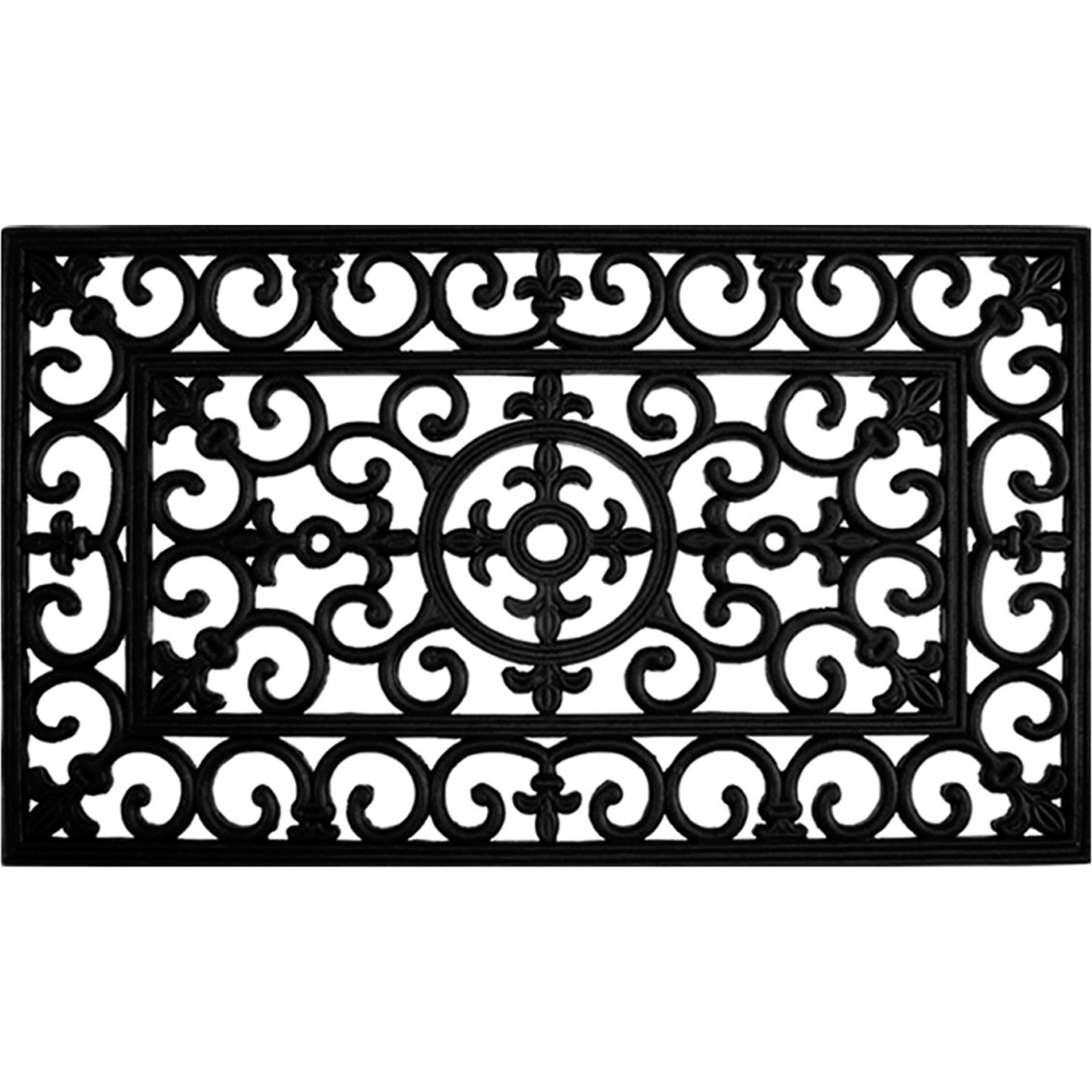 Calloway Mills Fleur De Lis Rubber Outdoor Doormat, Black, 18 x 30-in