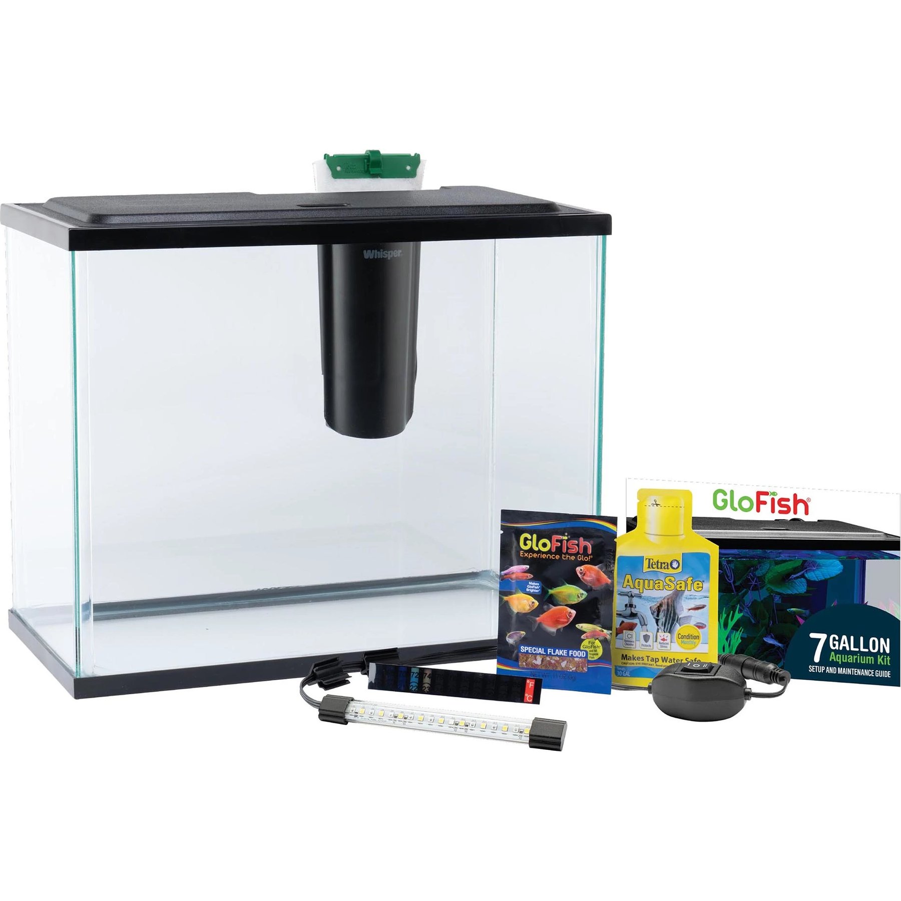 GloFish LED Lights & Filter Glass Tropical Freshwater Aquarium Kit, 6.6-gal