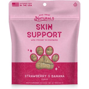 Dog Treat Naturals Skin Support Postbiotic Grain-Free Strawberry & Banana Soft & Chewy Dog Treats, 10-oz bag