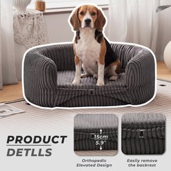 ATJafurn Orthopedic Furniture Style Sofa Cozy Dog Bed with Corduroy Removable Cover, Grey, Large slide 2 of 9