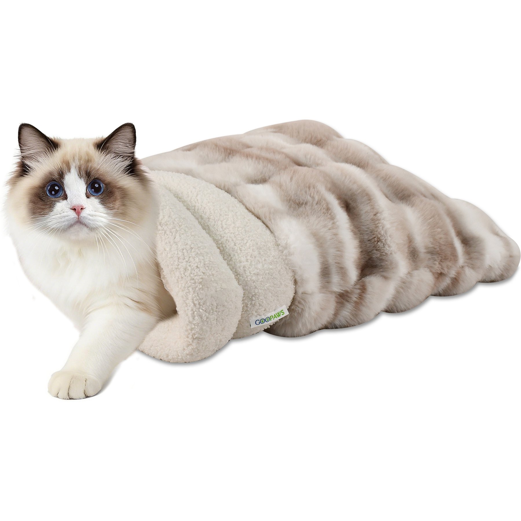 GOOPAWS 4 in 1 Self Warming Cat Sack Bed Cave, Tie-Dye Grey