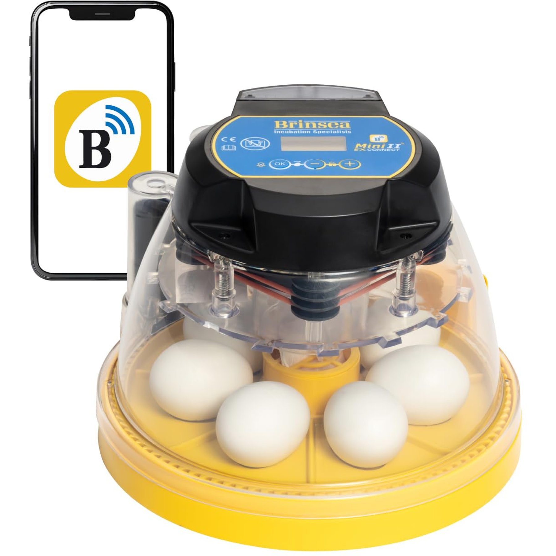 Brinsea Mini II EX Connect App-Driven Automatic 7 Chicken Egg Incubator, Yellow