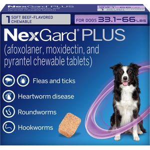 NexGard PLUS Chewables for Dogs, 33.1-66 lbs. (Purple Box) 1 Chewable Tablet (1-mo. supply)