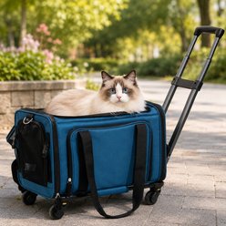 FUKUMARU Expandable Airline Approved Bag Dog & Cat Carrier with Wheels, 18 x 11 x 11-in, Blue
