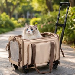 FUKUMARU Expandable Airline Approved Bag Dog & Cat Carrier with Wheels, 18 x 11 x 11-in, Pink