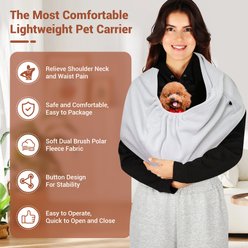 Yunpawpet Cotton Lined Portable Hands-Free Washable Dog & Cat Sling Carrier Bag, Grey slide 2 of 8