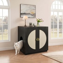 Unipaws High Type Cat Litter Box Enclosure, Black & Weathered Grey