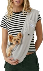 Yunpawpet Cotton Lined Portable Hands-Free Washable Dog & Cat Sling Carrier Bag, Grey