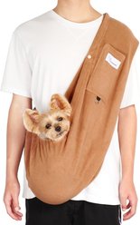 Yunpawpet Cotton Lined Portable Hands-Free Washable Dog & Cat Sling Carrier Bag, Khaki slide 1 of 9